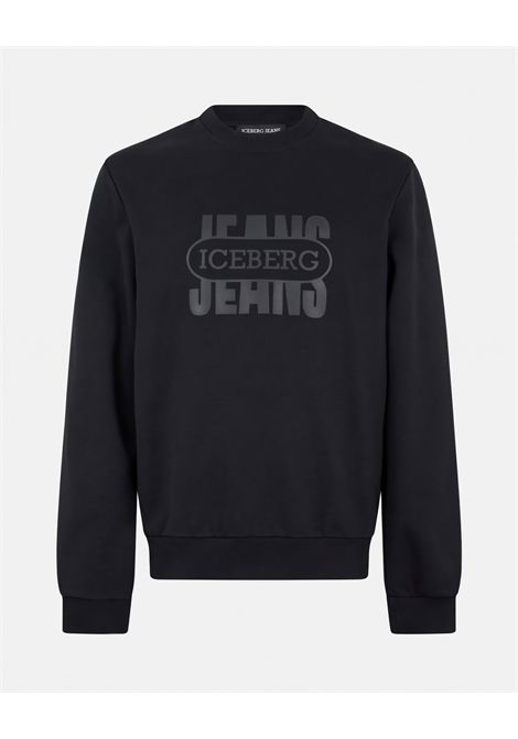 Felpa in cotone con stampa nero ICEBERG | E012 63299000